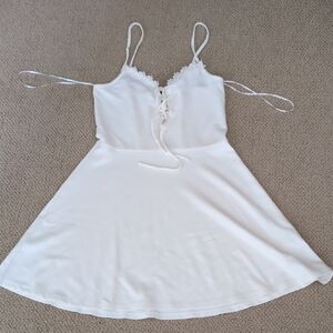 H&M White Spaghetti Strap Adjustable Mini Dress